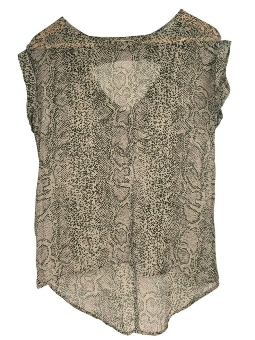 Oasis Sheer Y2K Boho Chick Animal Print Blouse Triangle Back Womens Size Medium